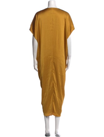 Hatch V-Neck Long Dress