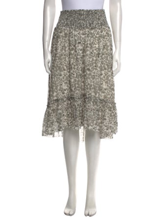 Hatch Floral Print Midi Length Skirt