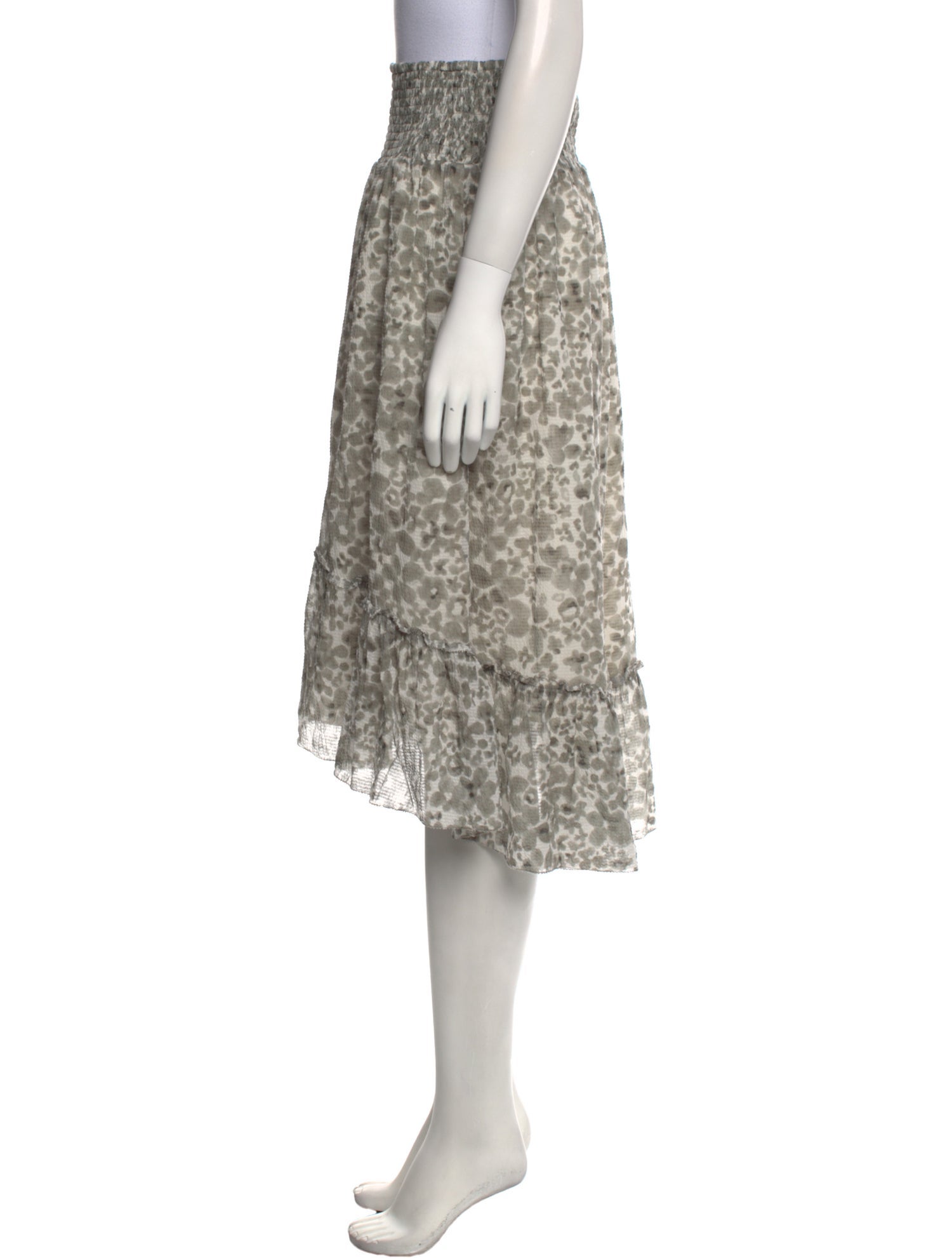 Hatch Floral Print Midi Length Skirt