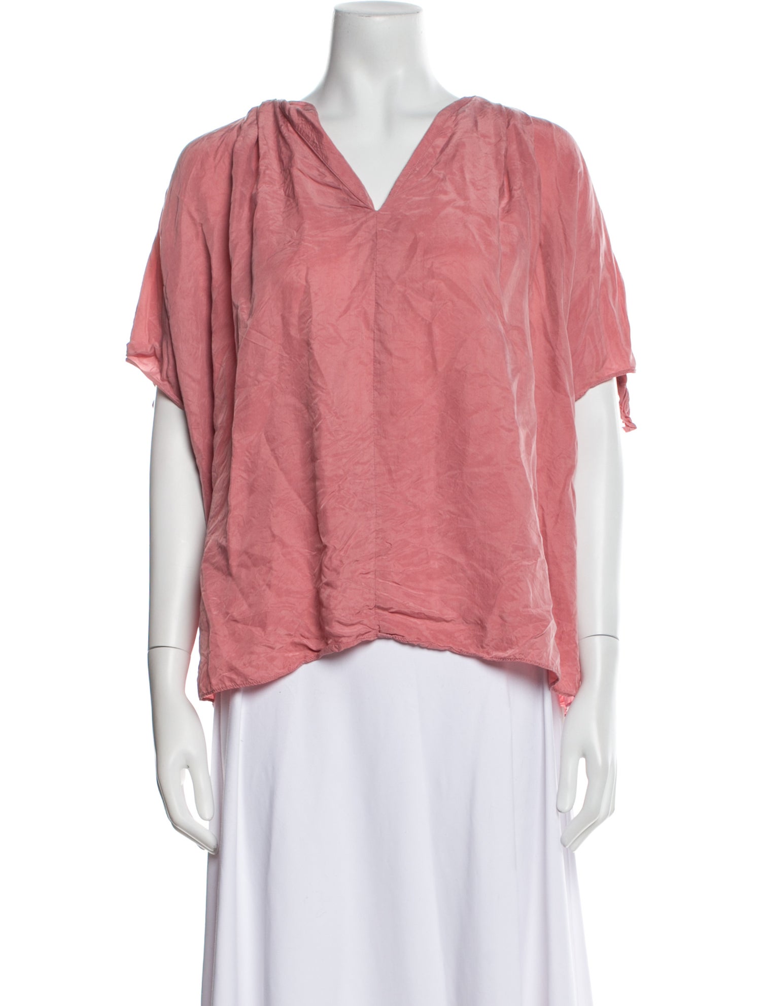 Hatch V-Neck Short Sleeve Blouse
