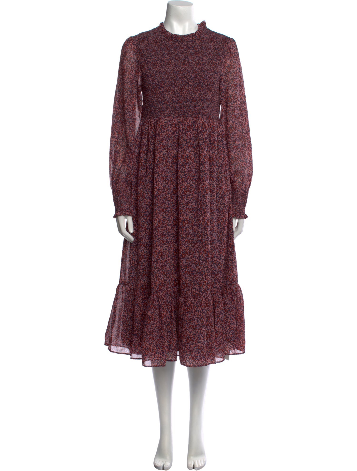 Hatch Floral Print Long Dress