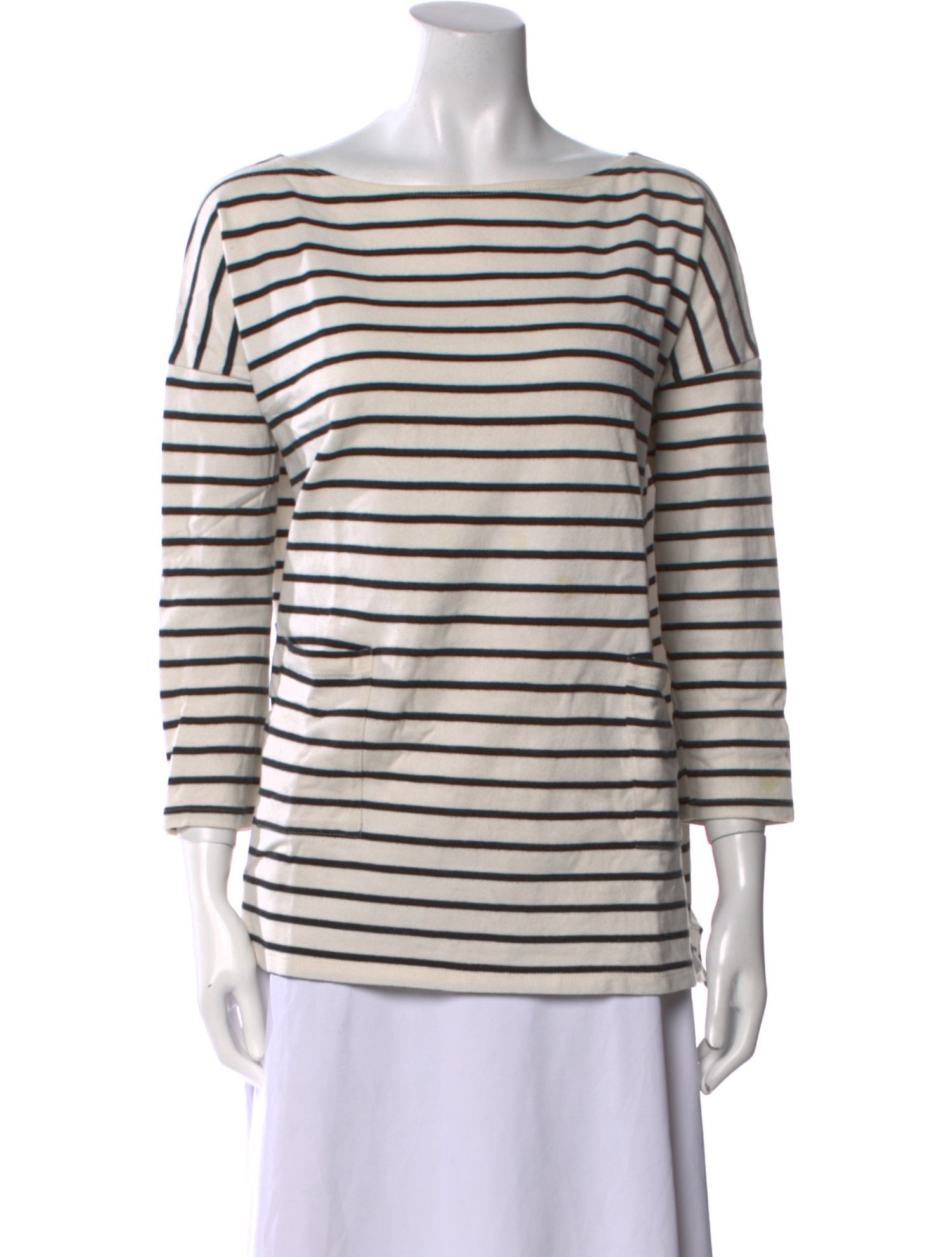 Hatch Striped Bateau Neckline Top