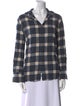 Hatch Plaid Print Long Sleeve Button-Up Top