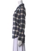 Hatch Plaid Print Long Sleeve Button-Up Top