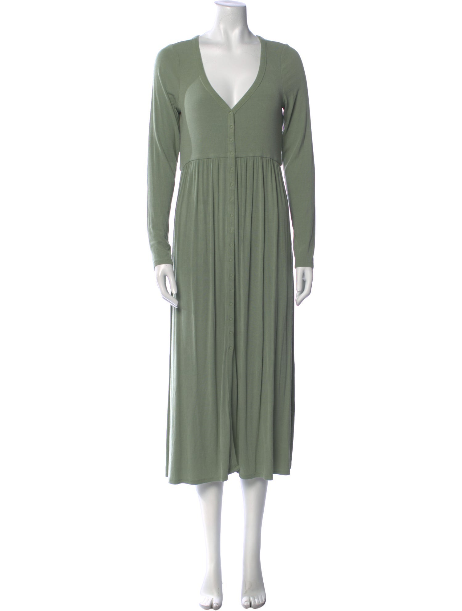 Hatch V-Neck Long Dress