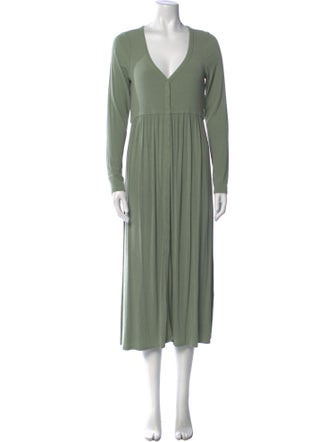 Hatch V-Neck Long Dress