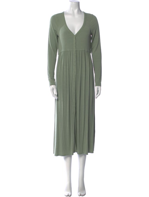 Hatch V-Neck Long Dress