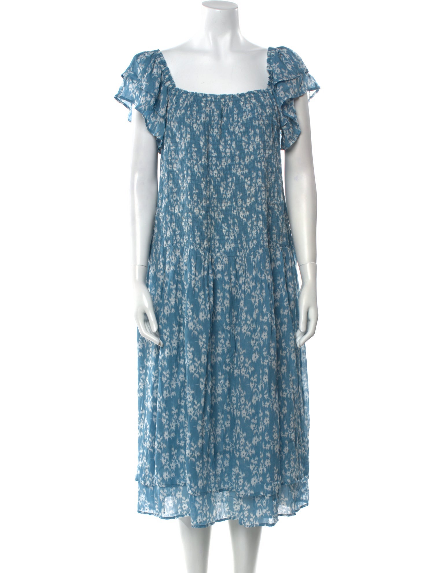 Hatch Floral Print Midi Length Dress