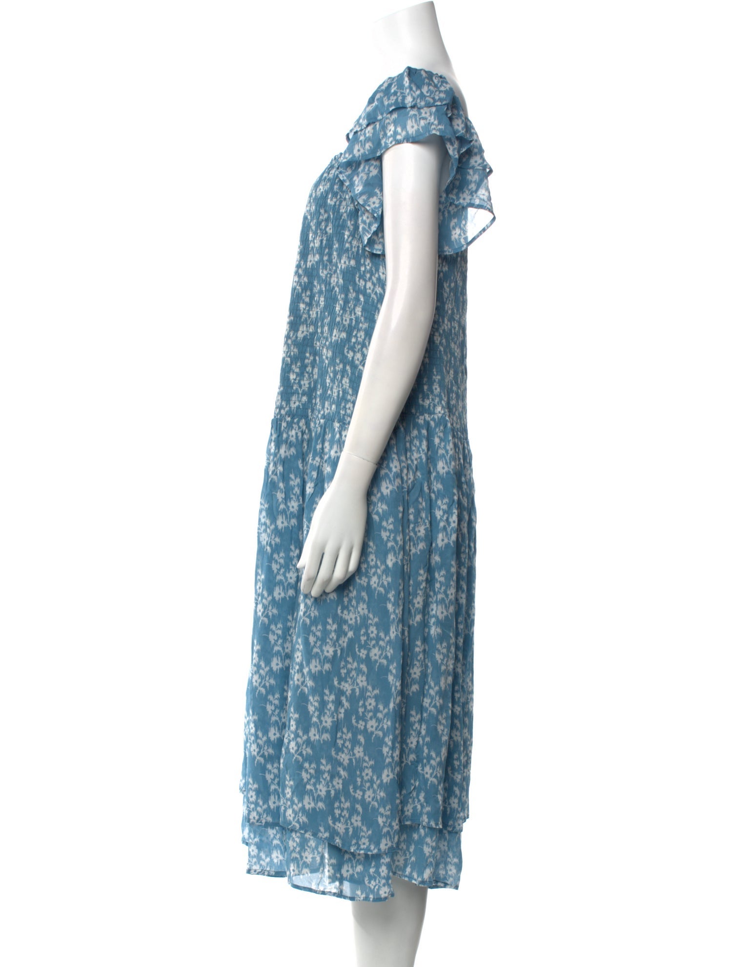 Hatch Floral Print Midi Length Dress