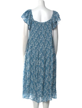 Hatch Floral Print Midi Length Dress