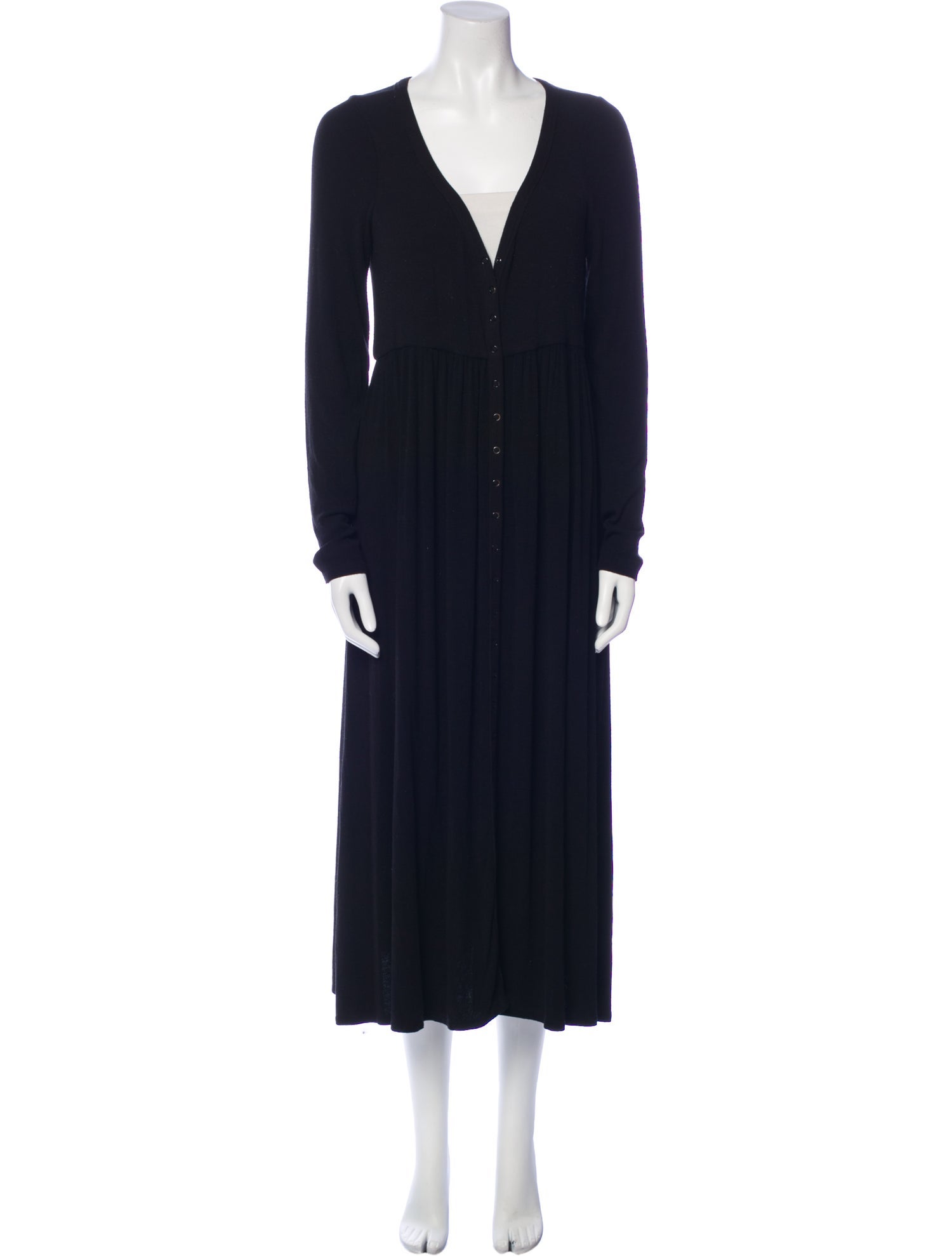 Hatch V-Neck Long Dress