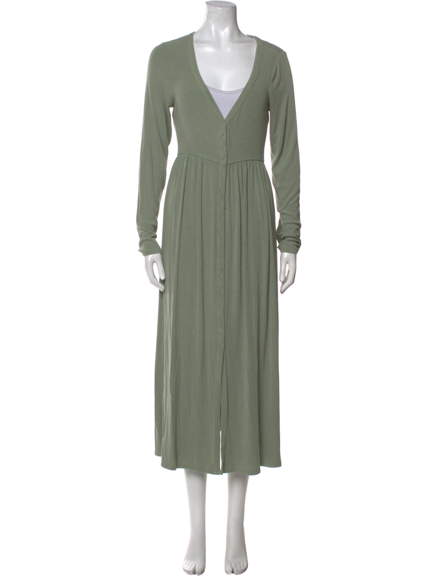 Hatch V-Neck Long Dress