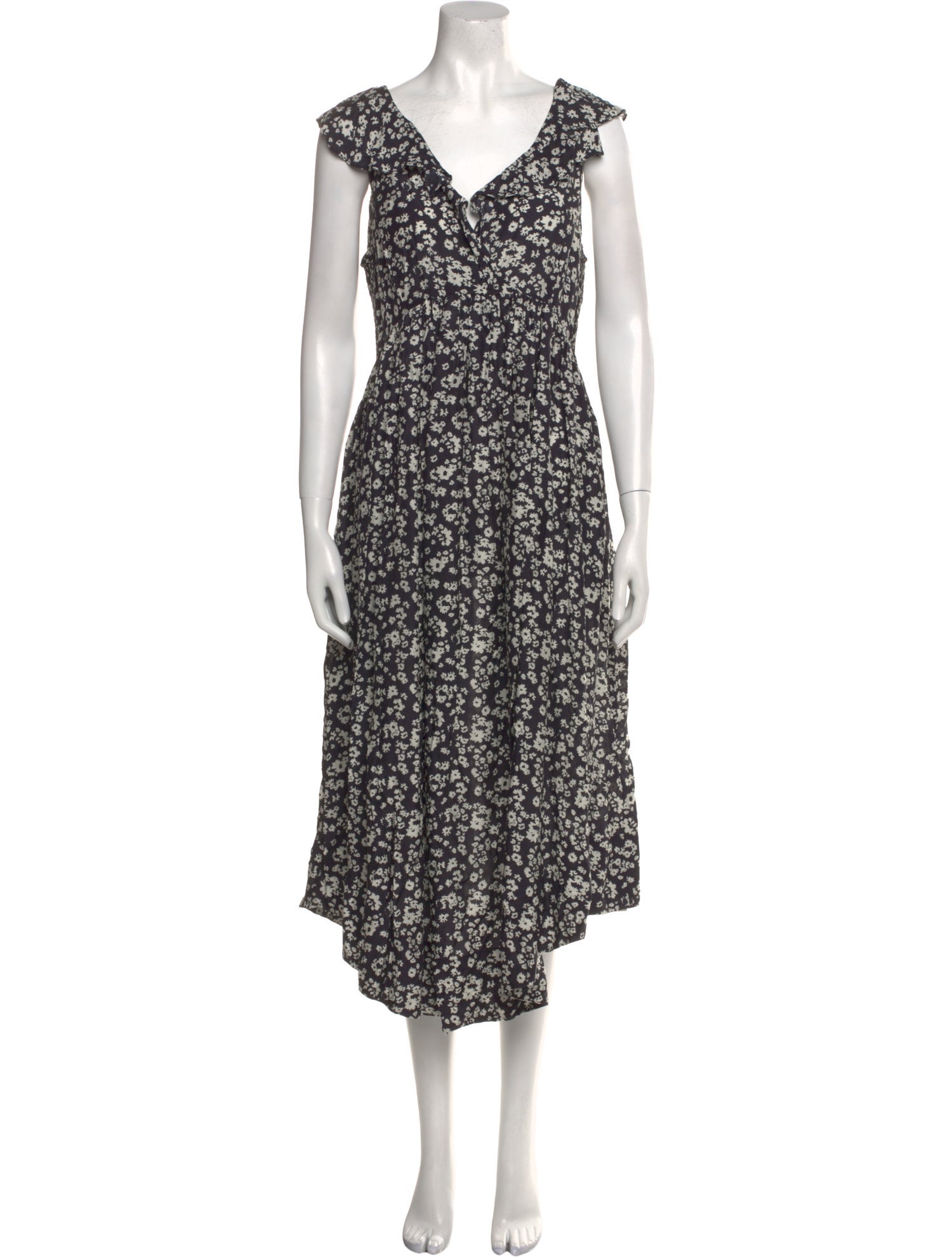 Hatch Floral Print Midi Length Dress