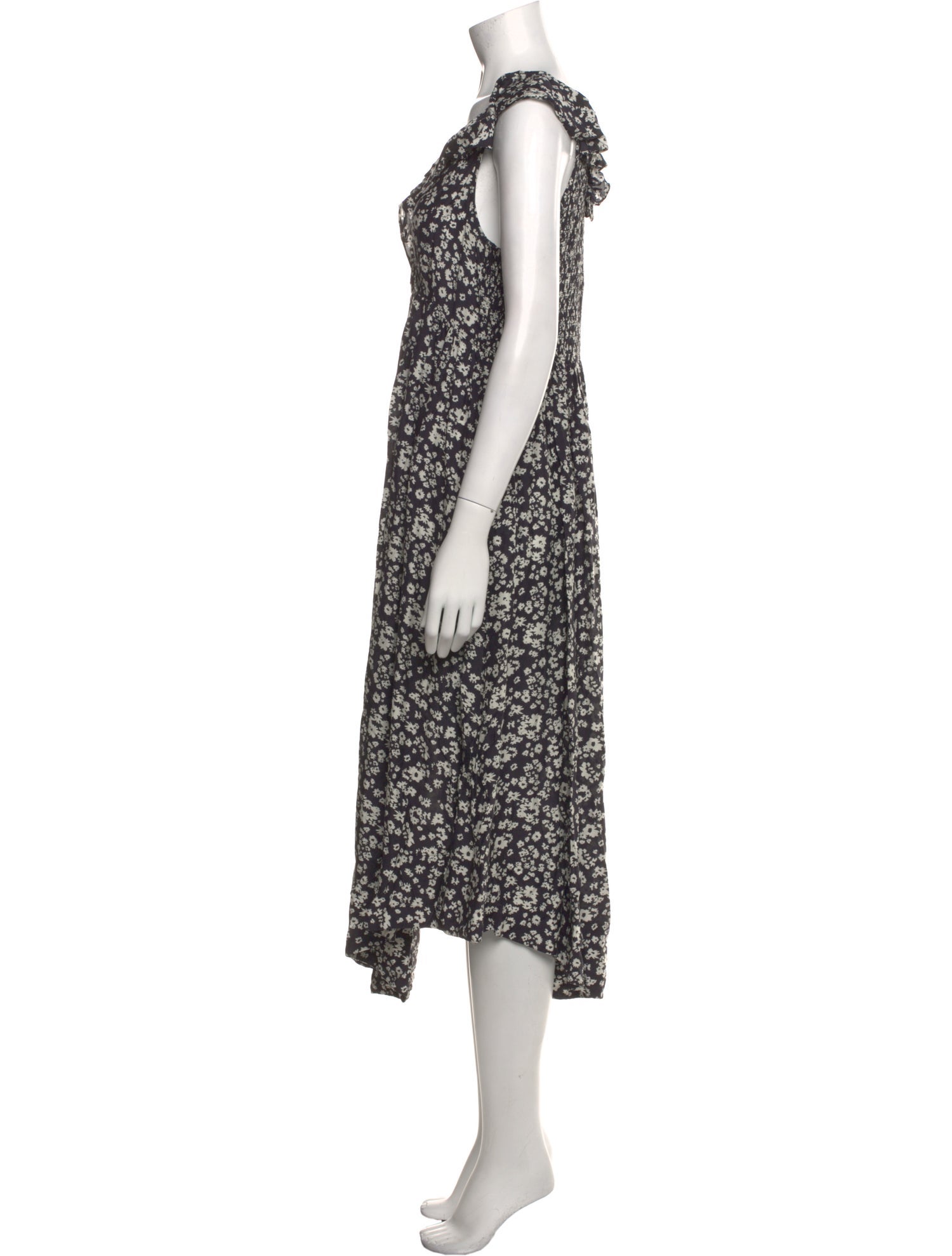 Hatch Floral Print Midi Length Dress