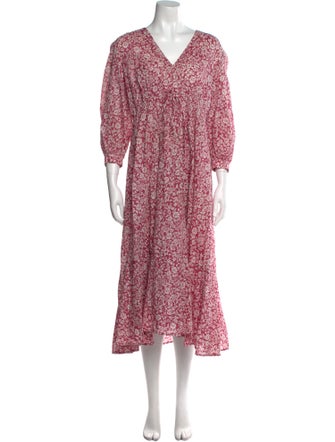 Hatch Floral Print Long Dress