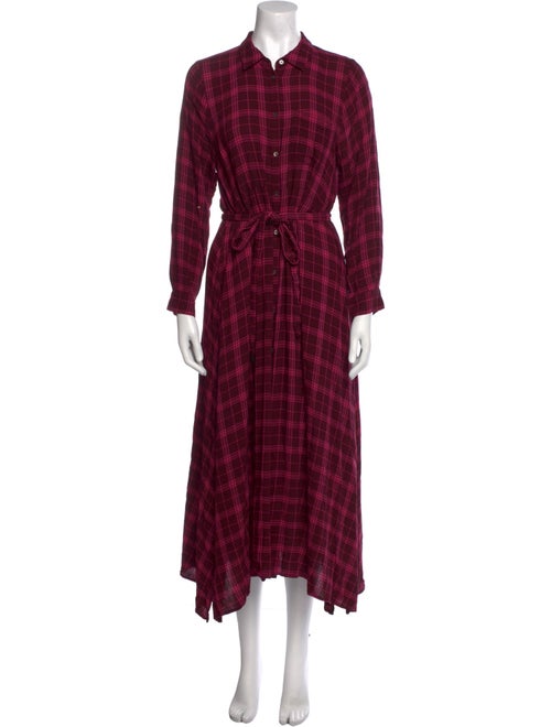 Hatch Plaid Print Long Dress