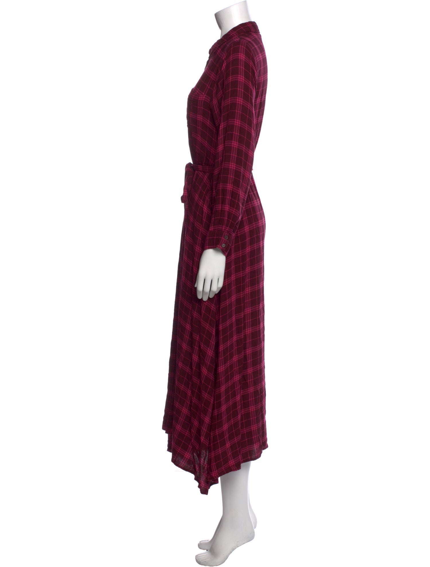 Hatch Plaid Print Long Dress