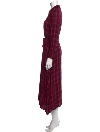 Hatch Plaid Print Long Dress