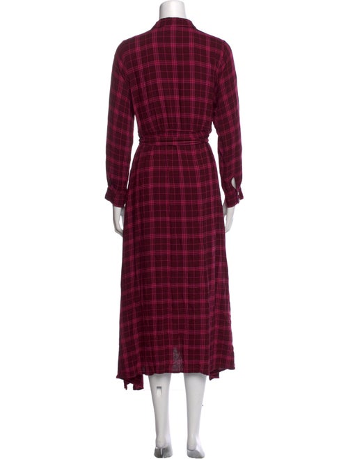 Hatch Plaid Print Long Dress