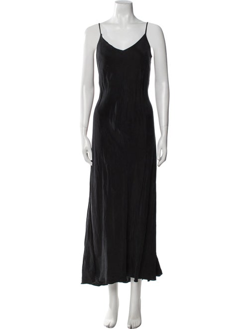 Hatch V-Neck Long Dress