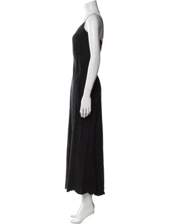 Hatch V-Neck Long Dress
