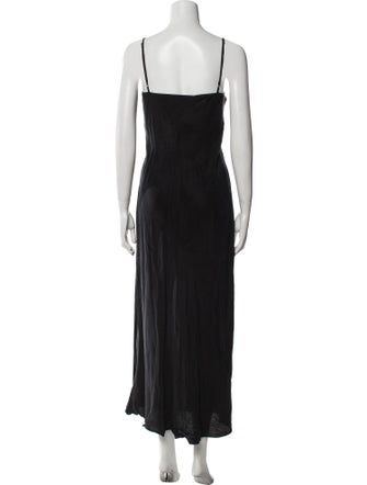 Hatch V-Neck Long Dress