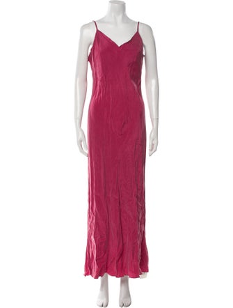 Hatch V-Neck Long Dress