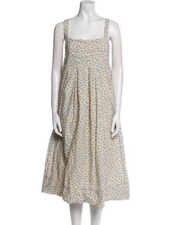 Hatch Polka Dot Print Midi Length Dress