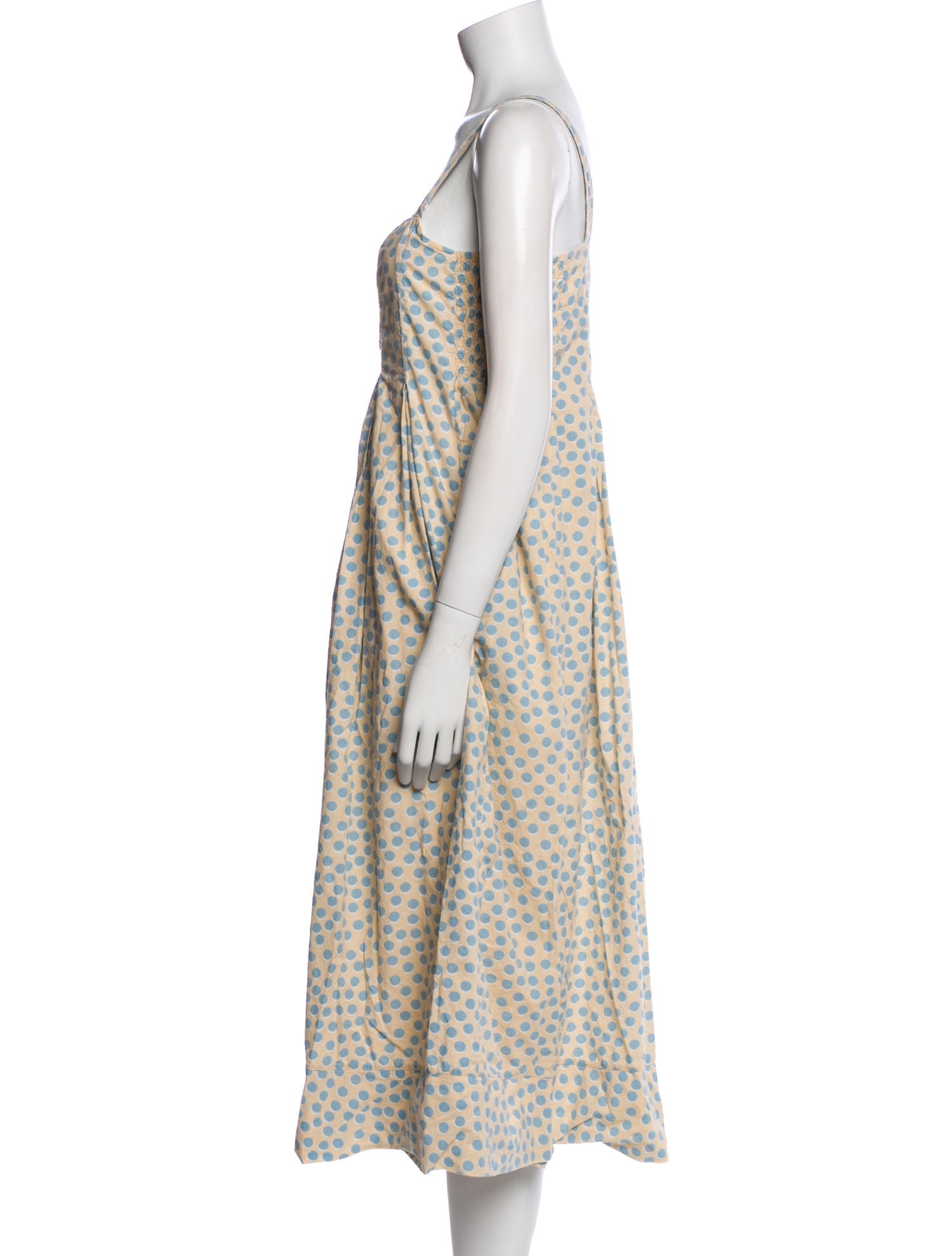 Hatch Polka Dot Print Midi Length Dress