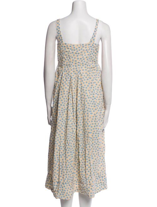 Hatch Polka Dot Print Midi Length Dress