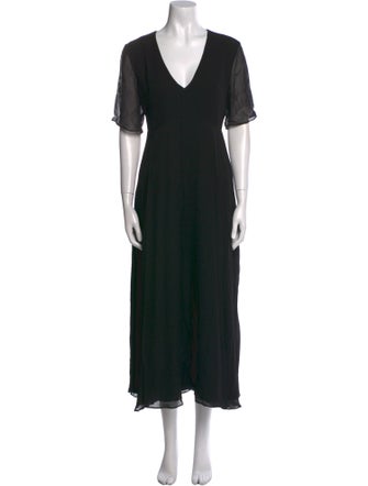 Hatch V-Neck Long Dress