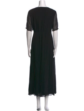 Hatch V-Neck Long Dress