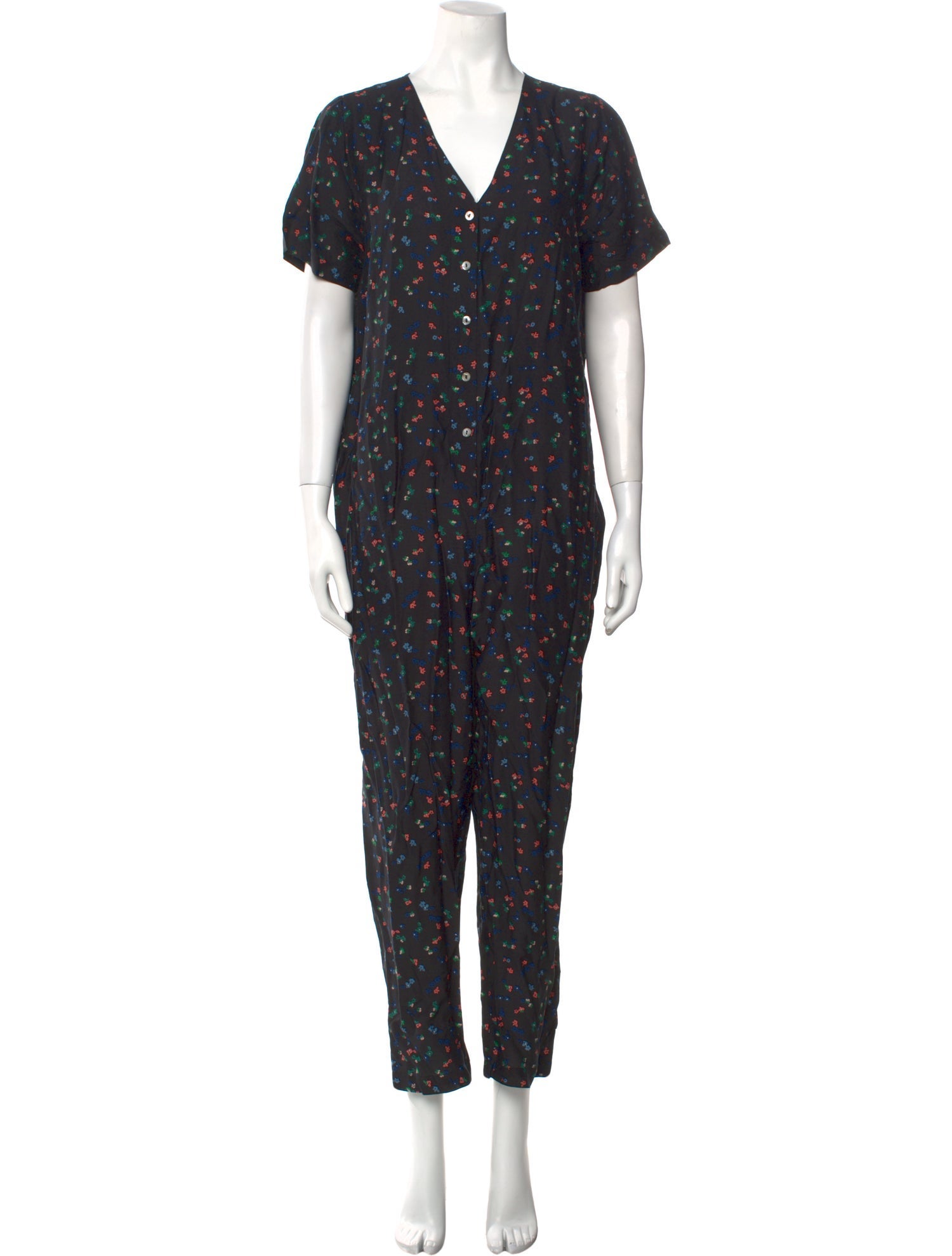 Hatch Floral Print V-Neck Jumpsuit