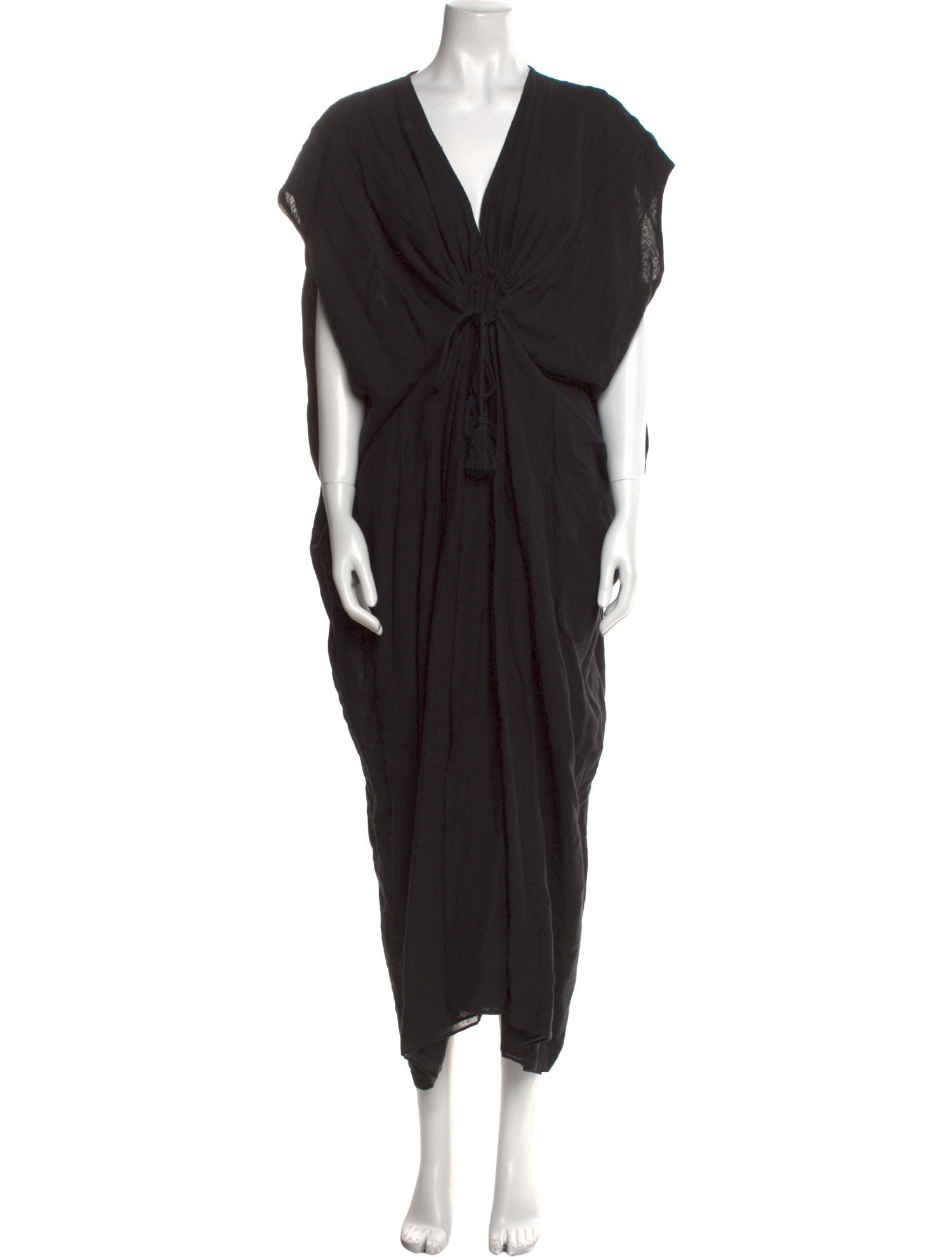 Hatch V-Neck Long Dress