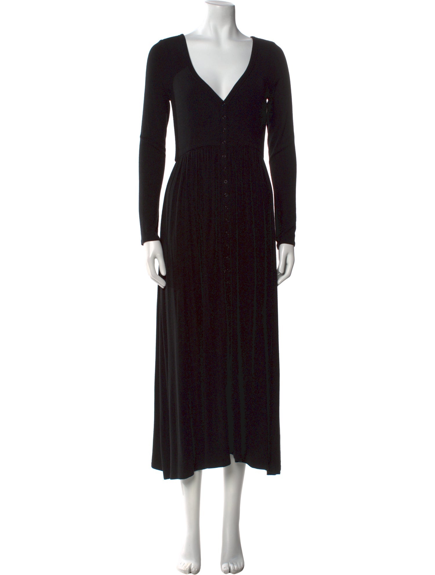 Hatch V-Neck Long Dress