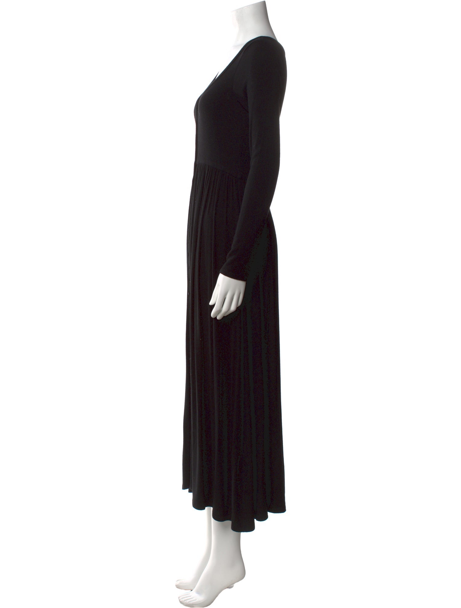 Hatch V-Neck Long Dress
