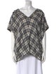 Hatch Plaid Print V-Neck Tunic