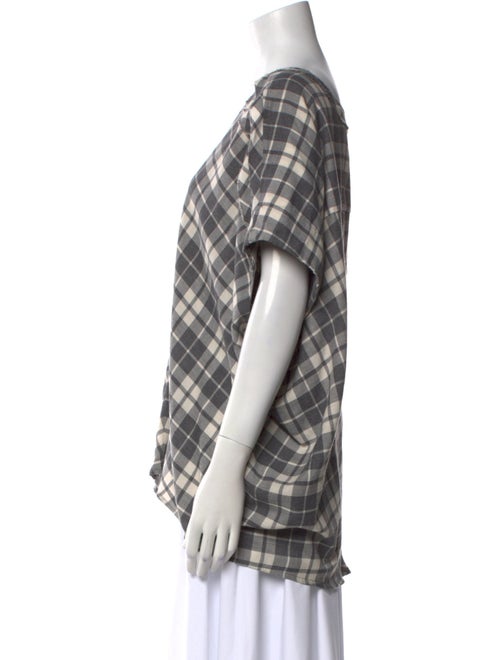 Hatch Plaid Print V-Neck Tunic
