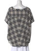 Hatch Plaid Print V-Neck Tunic