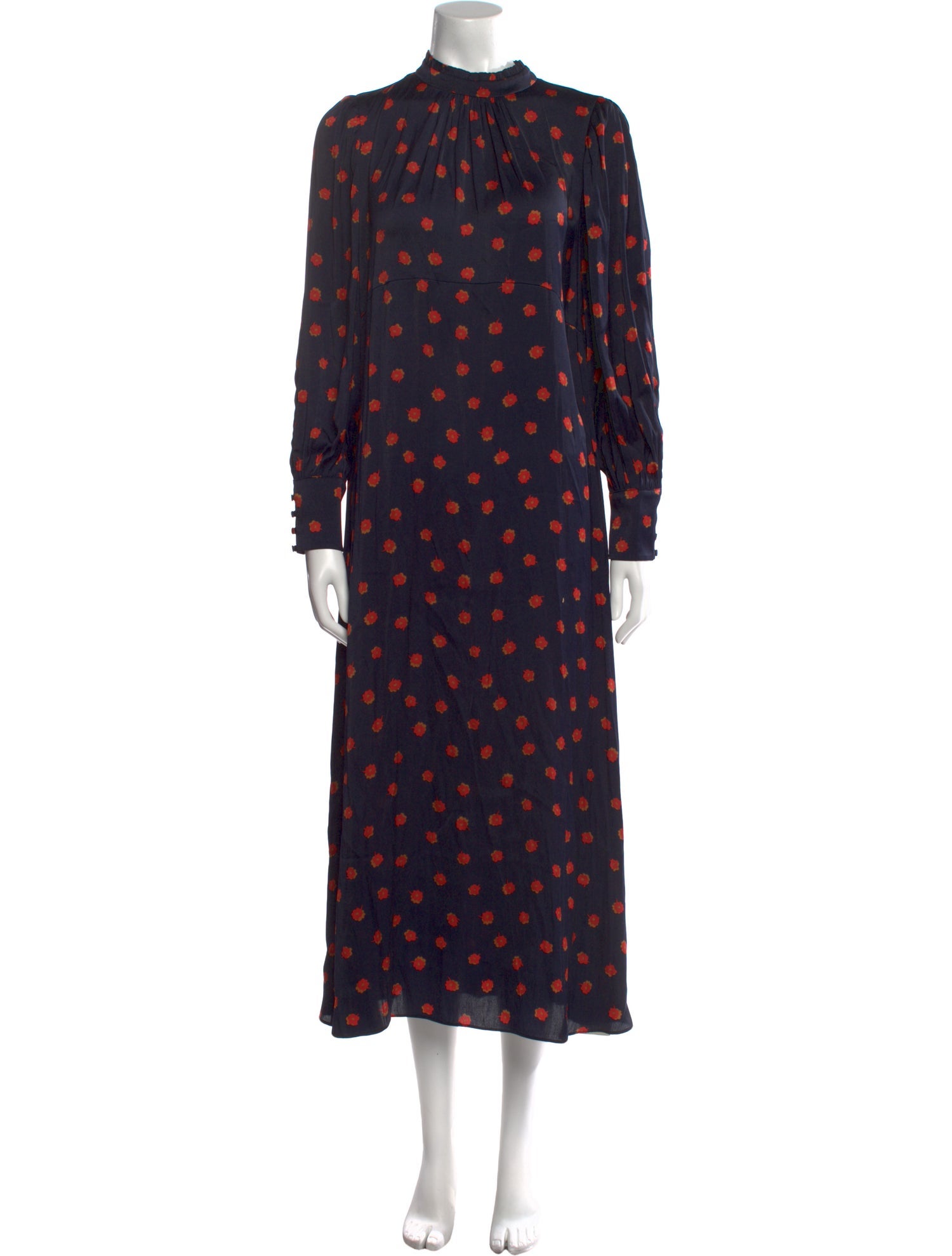 Hatch Polka Dot Print Long Dress