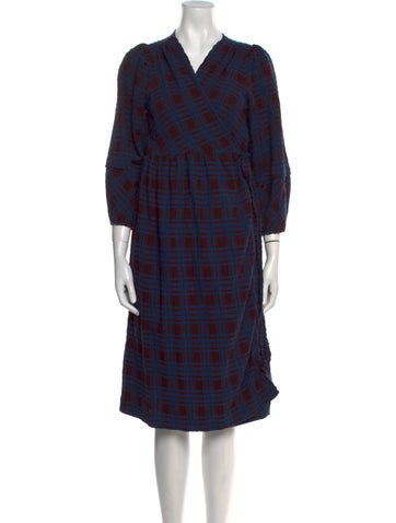 Hatch Dresses Plaid Print Knee-Length Dress XS