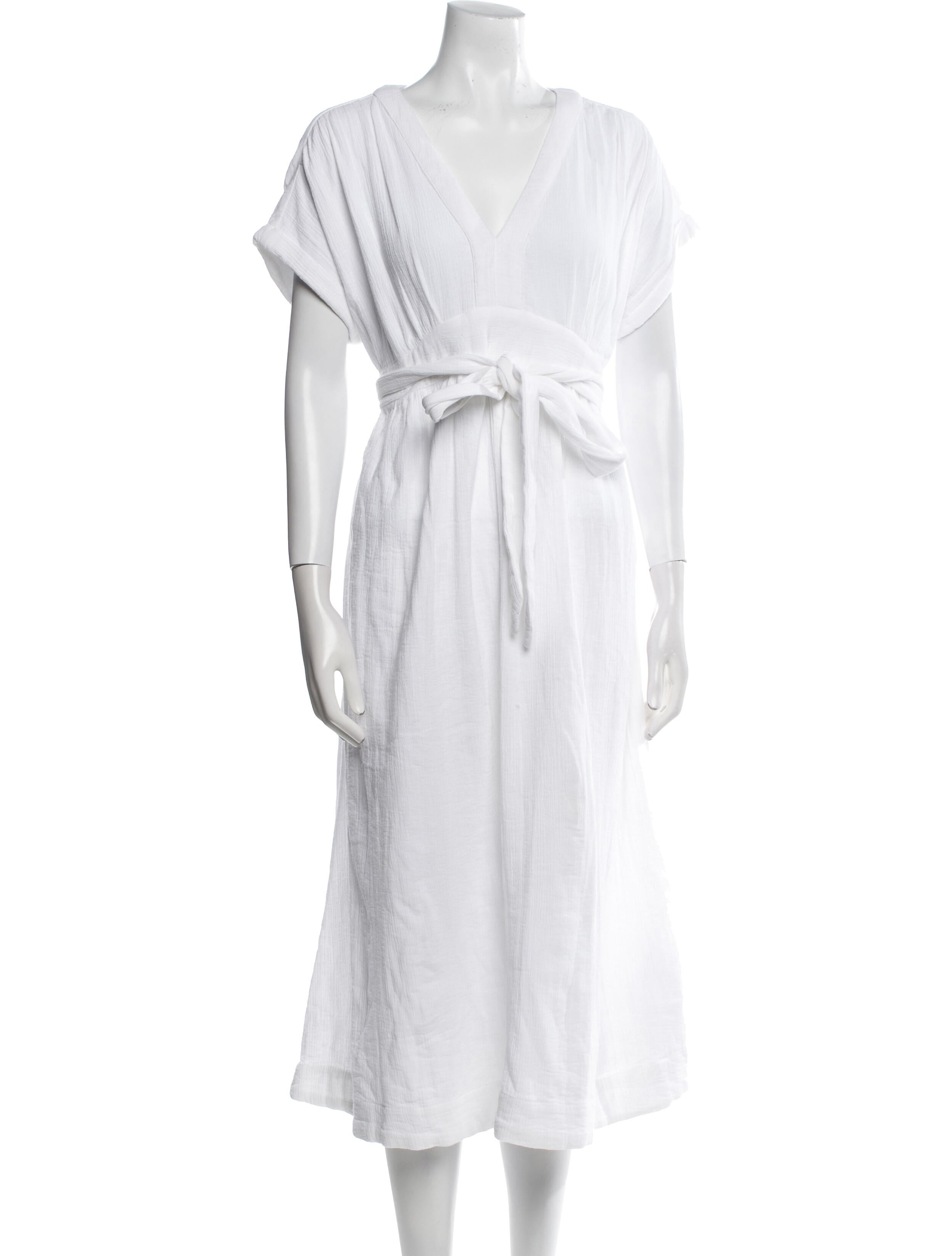 Hatch V-Neck Long Dress