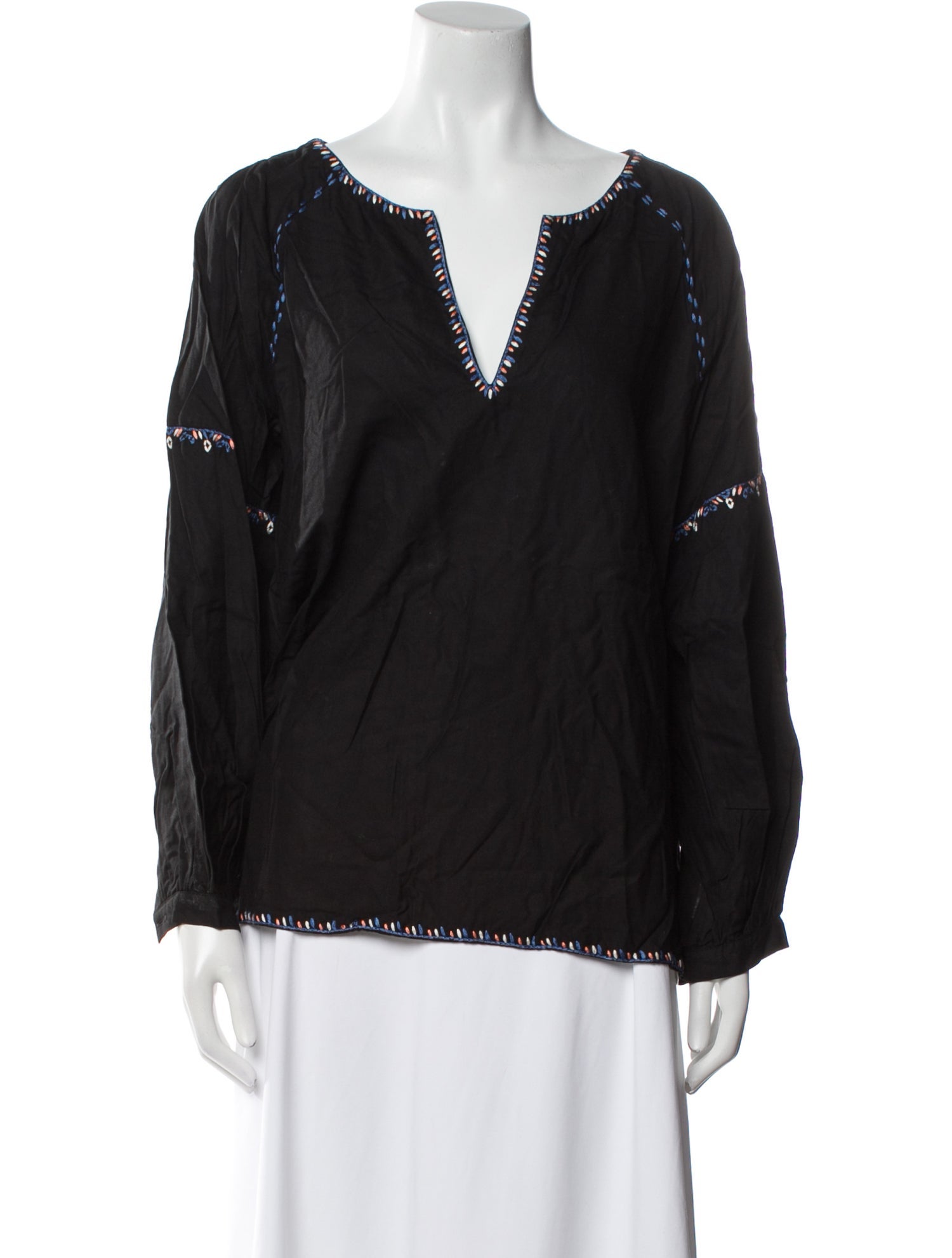 Hatch V-Neck Long Sleeve Blouse