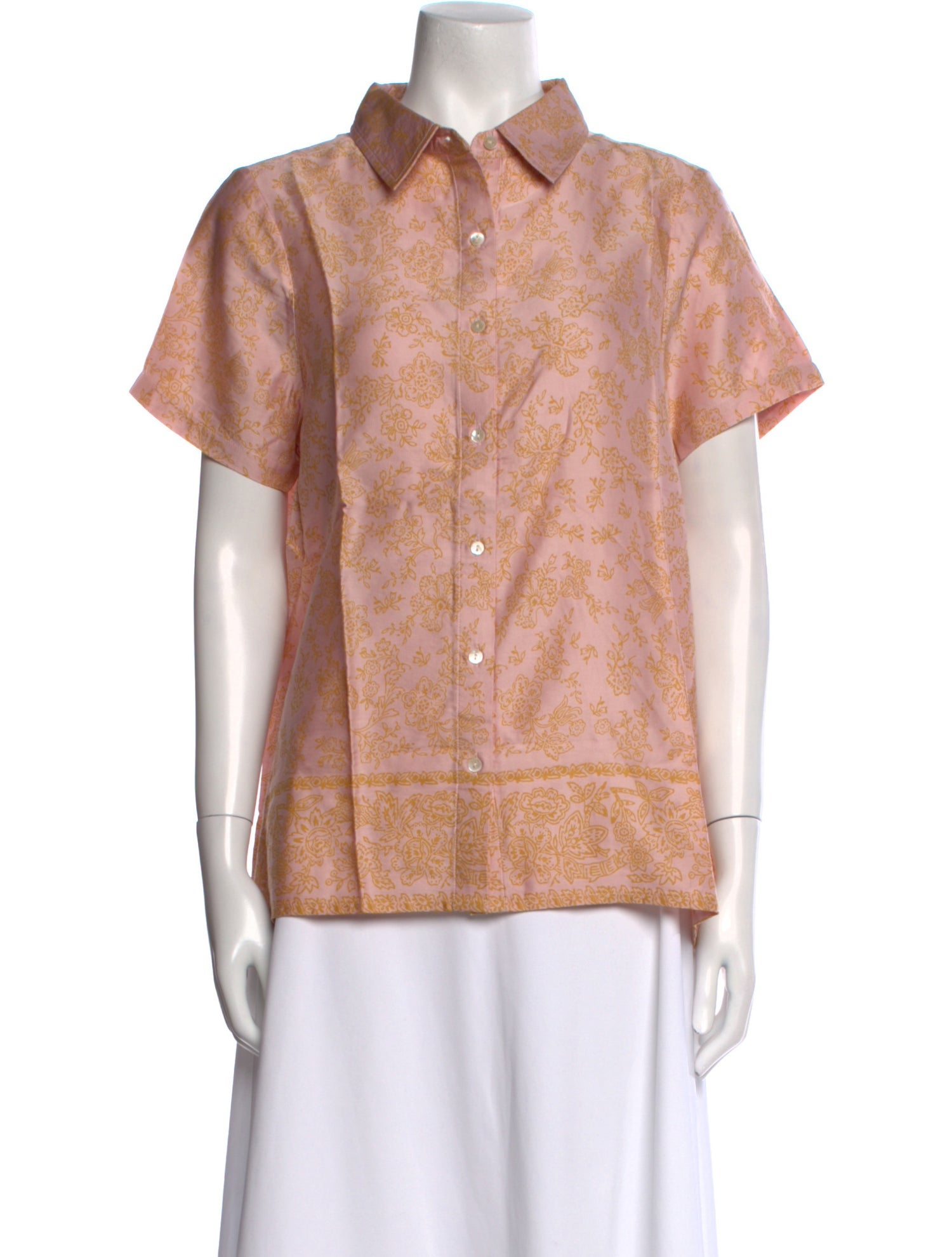 Hatch Paisley Print Short Sleeve Button-Up Top w/ Tags