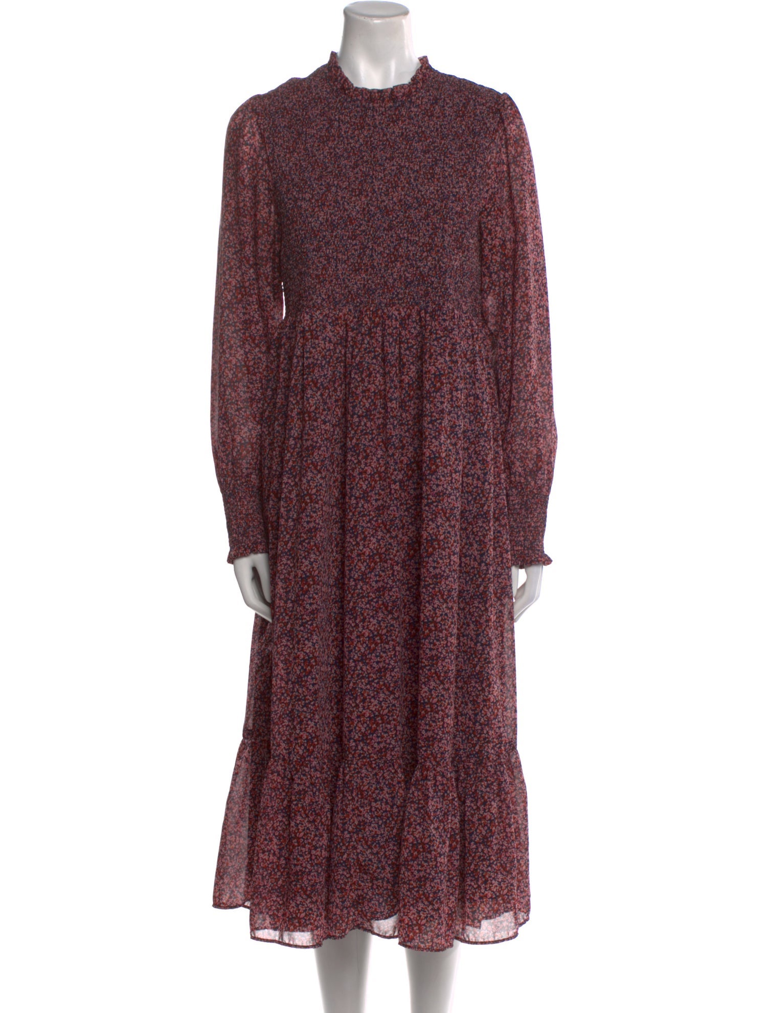 Hatch Floral Print Long Dress