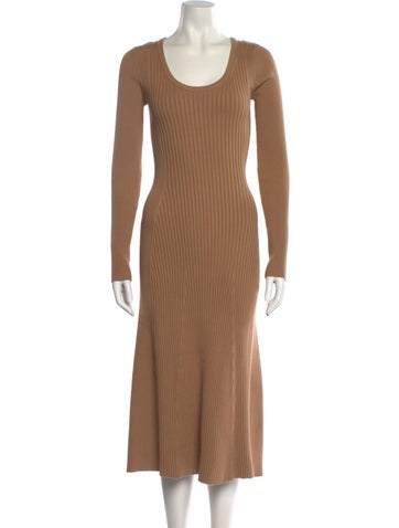 Pre-owned Hatch Scoop Neck Midi Length Dress W/ Tags In Neutral