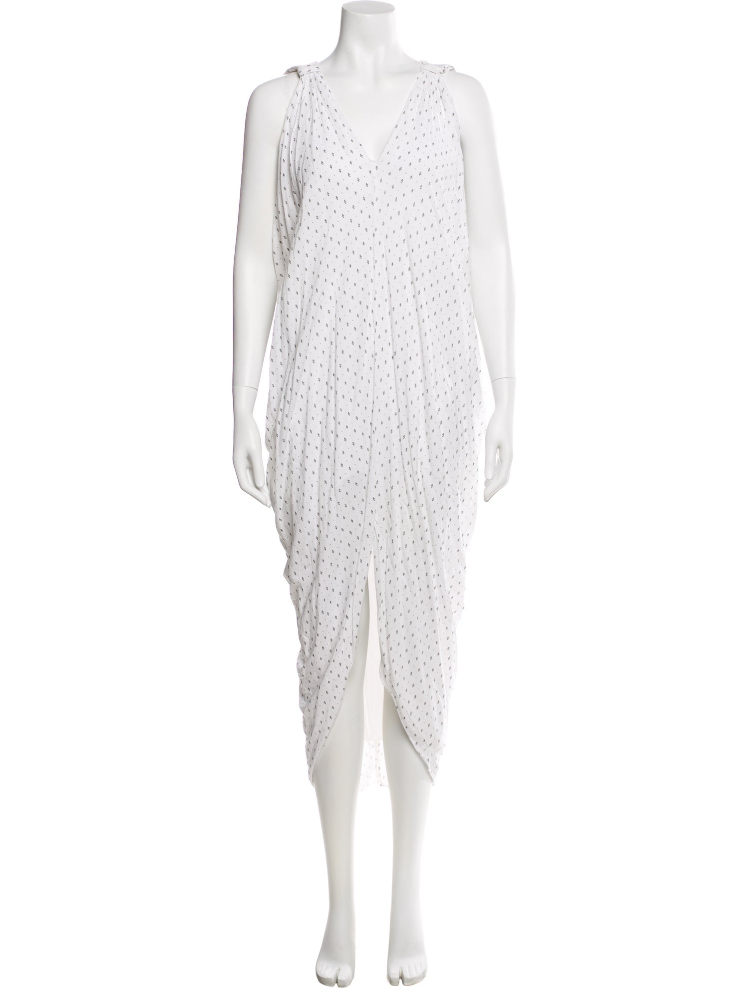 Hatch Polka Dot Print Midi Length Dress