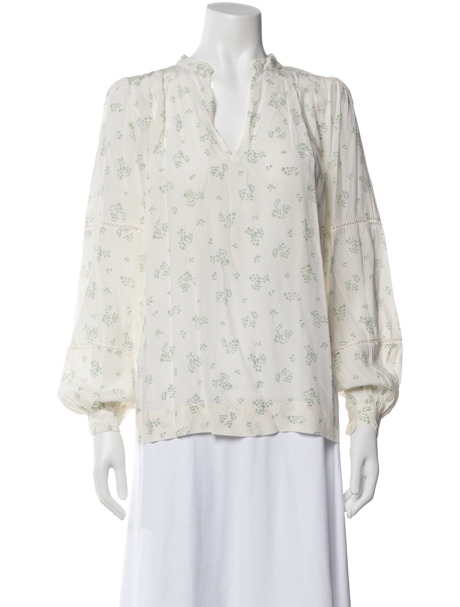 Hatch Floral Print V-Neck Blouse