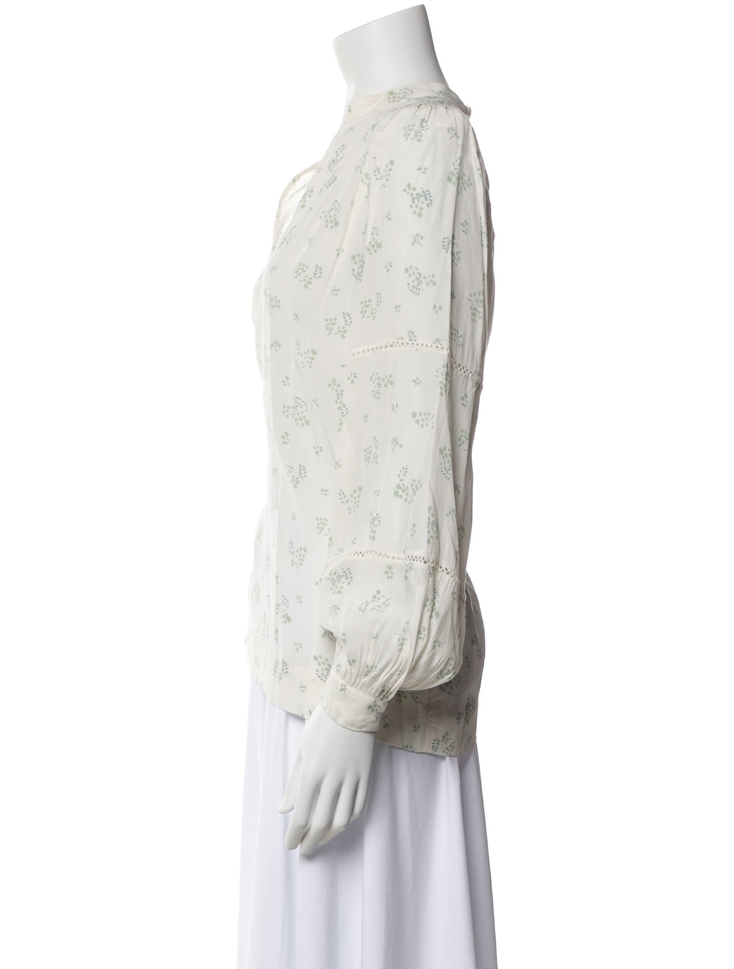 Hatch Floral Print V-Neck Blouse