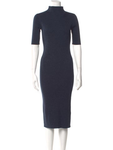 Pre-owned Hatch Merino Wool Midi Length Dress In Blue